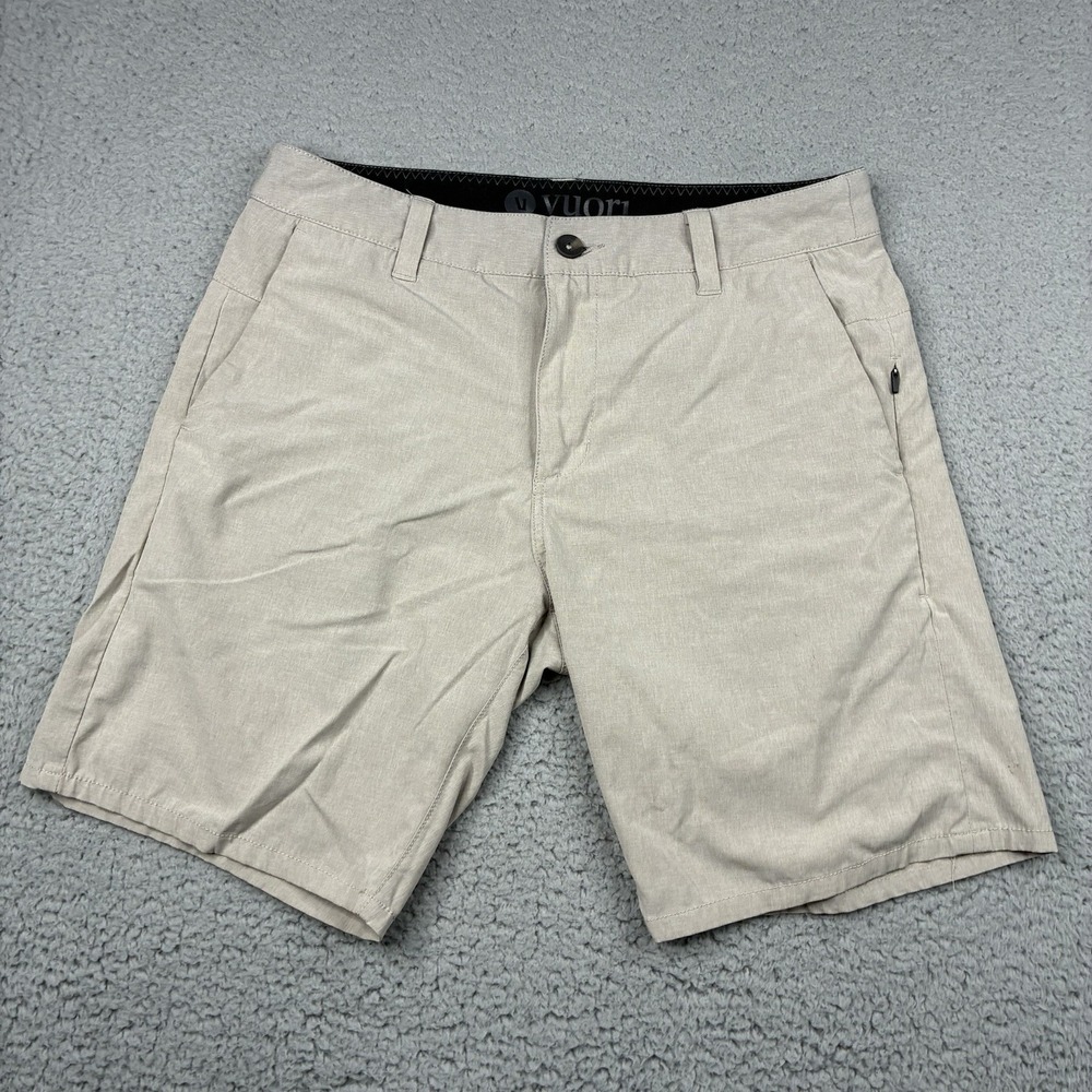 Vuori Aim Shorts Men's Size 30 Heathered Beige Stretch Performance V368